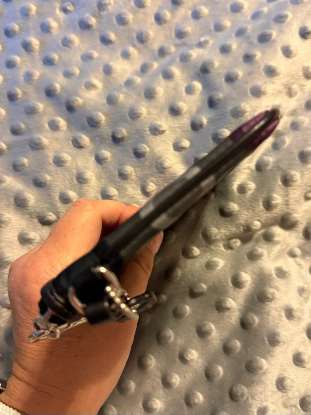 Coach Black Gray and Purple Signature Wristlet